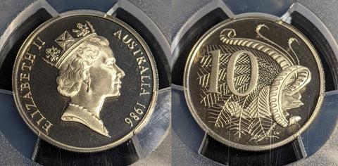 1986 Proof Ten Cent 10c Australia PCGS PR68DCAM FDC UNC #3537