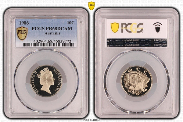 1986 Proof Ten Cent 10c Australia PCGS PR68DCAM FDC UNC #3537
