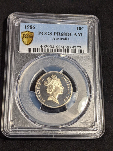1986 Proof Ten Cent 10c Australia PCGS PR68DCAM FDC UNC #3537