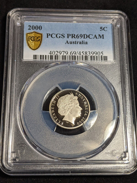 2000 Proof Five Cent 5c Australia PCGS PR69DCAM FDC UNC #3544
