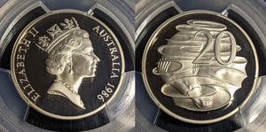 1986 Proof Twenty Cent 20c Australia PCGS PR69DCAM FDC UNC #3547