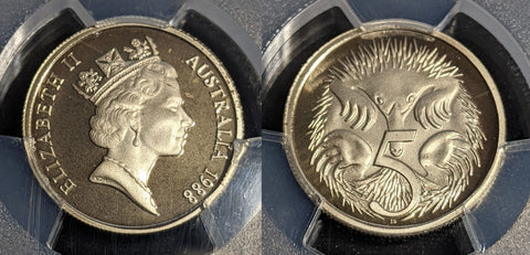 1988 Proof Five Cent 5c Australia PCGS PR68DCAM FDC UNC #3543