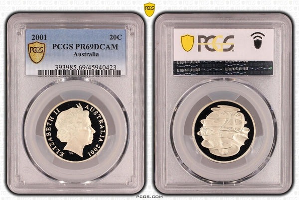 2001 Proof Twenty Cent 20c Australia PCGS PR69DCAM FDC UNC #3564