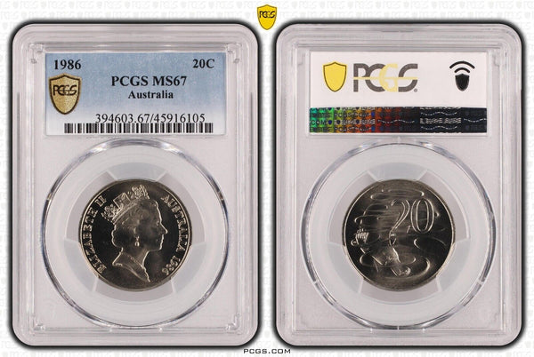 1986 Twenty Cent 20c Australia PCGS MS67 FDC GEM UNC #3558