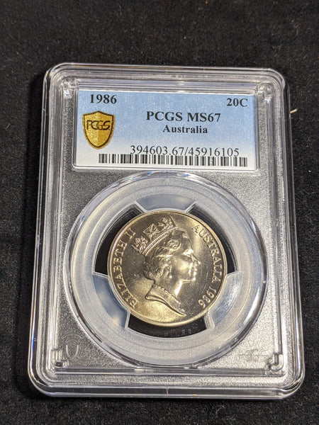 1986 Twenty Cent 20c Australia PCGS MS67 FDC GEM UNC #3558