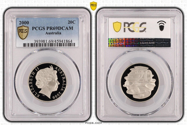 2000 Proof Twenty Cent 20c Australia PCGS PR69DCAM FDC UNC #3569