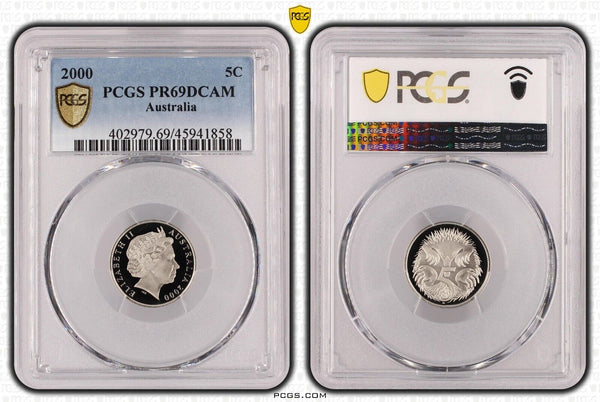 2000 Proof Five Cent 5c Australia PCGS PR69DCAM FDC UNC #3568