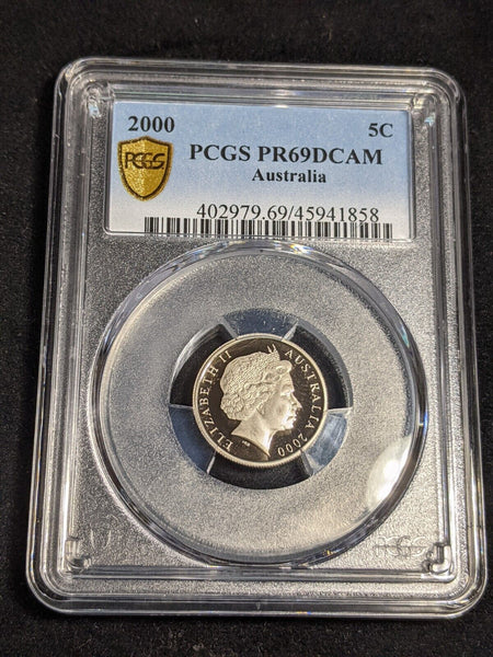 2000 Proof Five Cent 5c Australia PCGS PR69DCAM FDC UNC #3568
