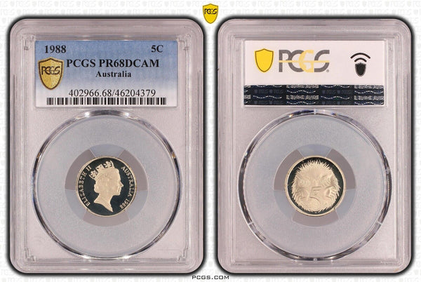1988 Proof Five Cent 5c Australia PCGS PR68DCAM FDC UNC #3572