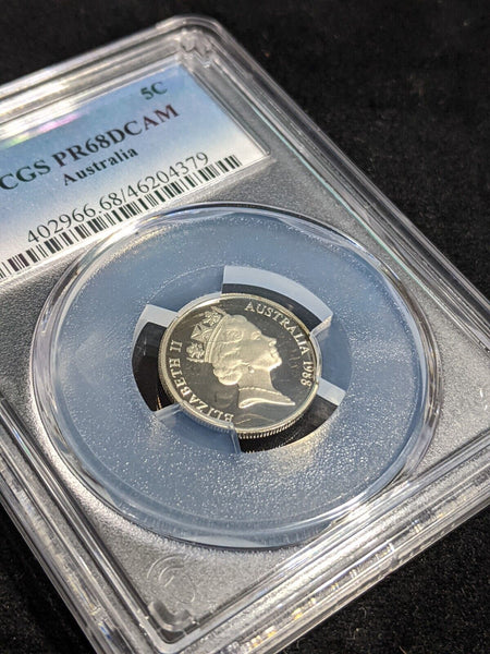 1988 Proof Five Cent 5c Australia PCGS PR68DCAM FDC UNC #3572
