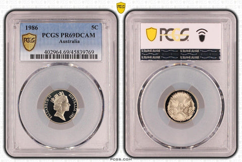 1986 Proof Five Cent 5c Australia PCGS PR69DCAM FDC UNC #3711