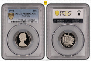1971 Proof Ten Cent 10c Australia PCGS PR68DCAM FDC UNC #3712