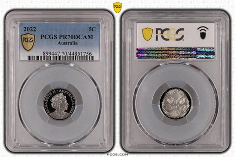 2022 Proof Five Cent 5c Australia PCGS PR70DCAM FDC UNC #3718