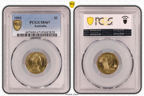 1992 Two Dollar $2 Australia PCGS MS67 FDC GEM UNC #3715
