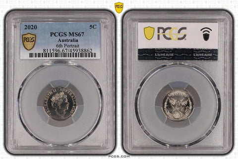 2020 Five Cent 5c 6th Portrait Australia PCGS MS67 FDC GEM UNC #3729