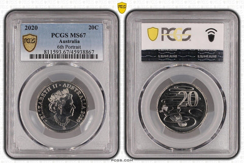 2020 Twenty Cent 20c 6th Portrait Australia PCGS MS67 FDC GEM UNC #3730