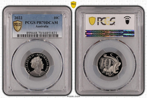 2022 Proof Ten Cent 10c Australia PCGS PR70DCAM FDC UNC #3732