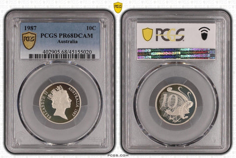 1987 Proof Ten Cent 10c Australia PCGS PR68DCAM FDC UNC #3737