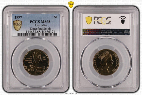 1997 One Dollar $1 Kingsford Smith Australia PCGS MS68 FDC GEM UNC #3738