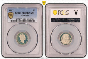 1987 Proof Five Cent 5c Australia PCGS PR68DCAM FDC UNC #3734