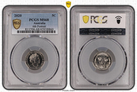 2020 Five Cent 5c 6th Portrait Australia PCGS MS68 FDC GEM UNC #3743