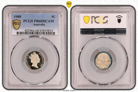 1988 Proof Five Cent 5c Australia PCGS PR68DCAM FDC UNC #3741