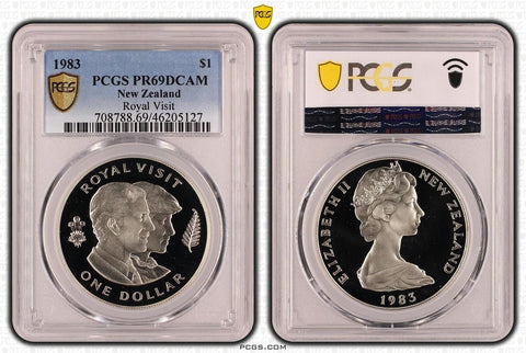 New Zealand 1983 Proof One Dollar $1 Royal Visit KM# 52a PCGS PR69DCAM FDC #3578