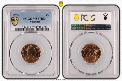 1985 Two Cent 2c Australia PCGS MS67RD FDC GEM UNC #3585