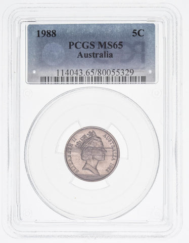 1988 Five Cent 5c Australia PCGS MS65 GEM UNC #3588