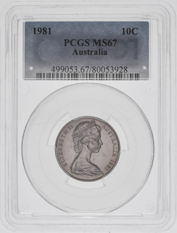 1981 Ten Cent 10c Australia PCGS MS67 FDC GEM UNC #3600