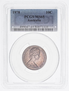 1978 Ten Cent 10c Australia PCGS MS65 GEM UNC #3597
