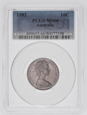 1982 Ten Cent 10c Australia PCGS MS66 GEM UNC #3602