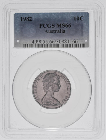 1982 Ten Cent 10c Australia PCGS MS66 GEM UNC #3601