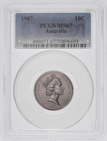 1987 Ten Cent 10c Australia PCGS MS67 FDC GEM UNC #3605