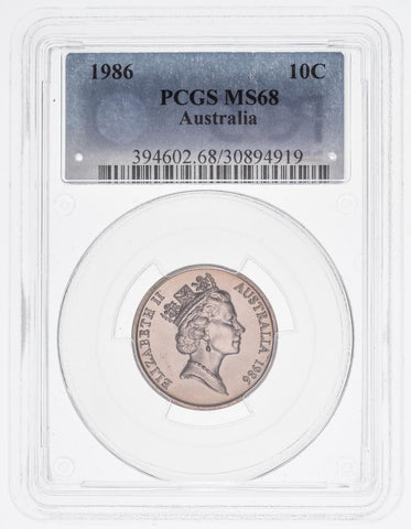1986 Ten Cent 10c Australia PCGS MS68 FDC GEM UNC #3604
