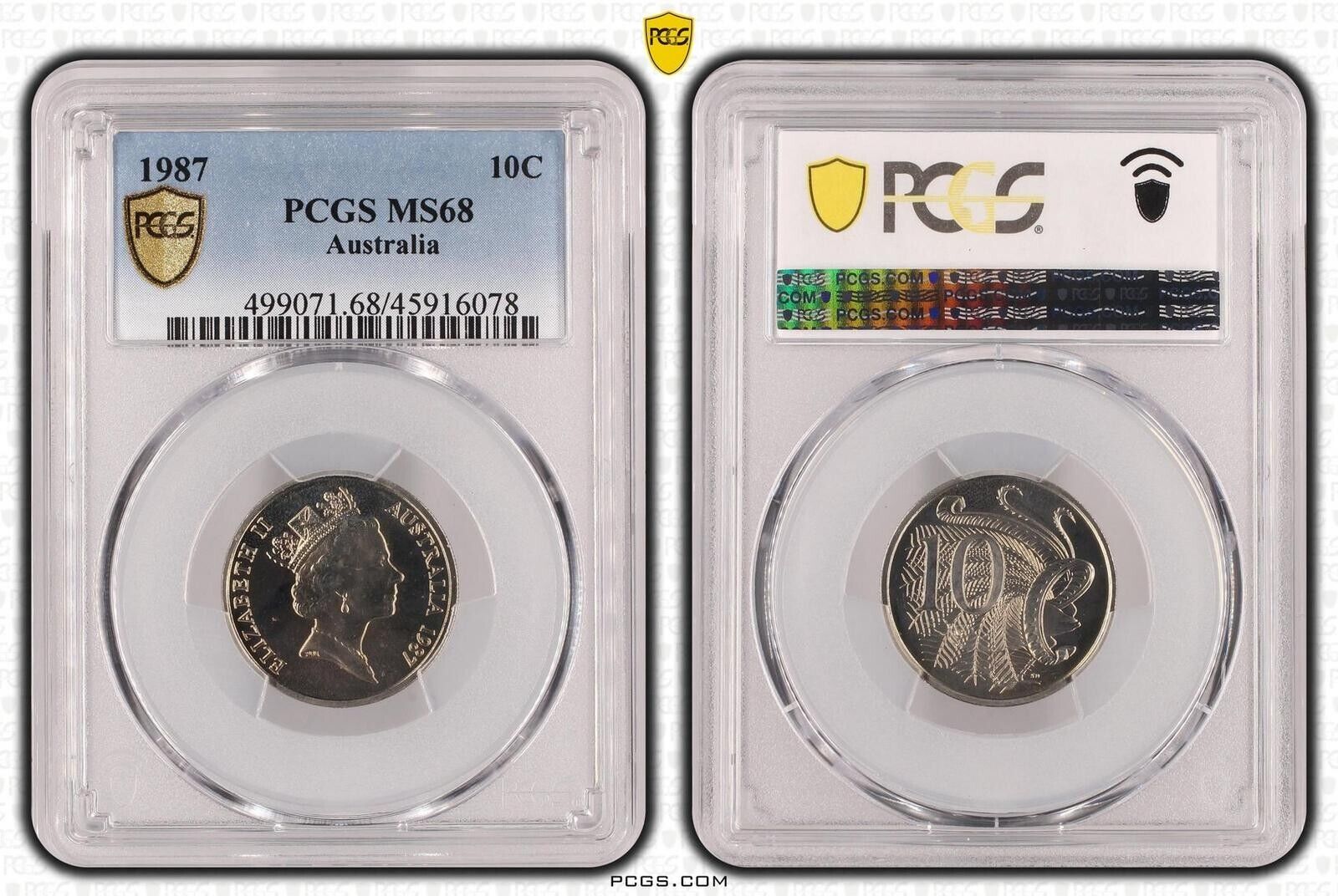 1987 Ten Cent 10c Australia PCGS MS68 FDC GEM UNC #3606