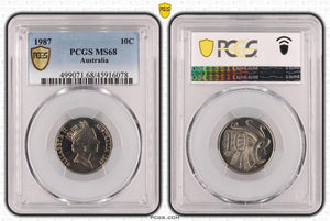 1987 Ten Cent 10c Australia PCGS MS68 FDC GEM UNC #3606