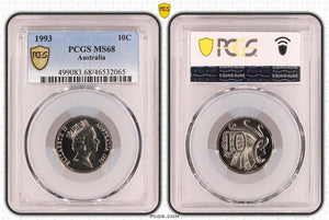 1993 Ten Cent 10c Australia PCGS MS68 FDC GEM UNC #3609