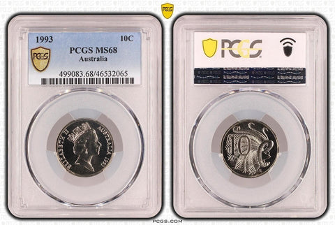 1993 Ten Cent 10c Australia PCGS MS68 FDC GEM UNC #3609