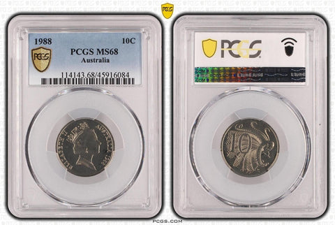 1988 Ten Cent 10c Australia PCGS MS68 FDC GEM UNC #3607