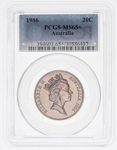 1986 Twenty Cent 20c Australia PCGS MS65+ GEM UNC #3616