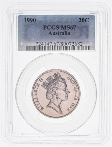1990 Twenty Cent 20c Australia PCGS MS67 FDC GEM UNC #3619