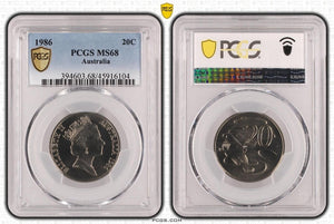 1986 Twenty Cent 20c Australia PCGS MS68 FDC GEM UNC #3617