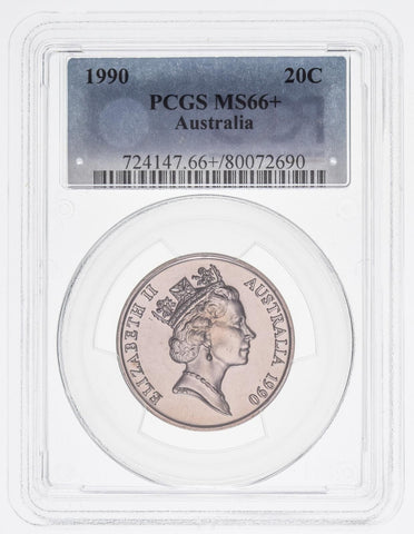 1990 Twenty Cent 20c Australia PCGS MS66+ GEM UNC #3618