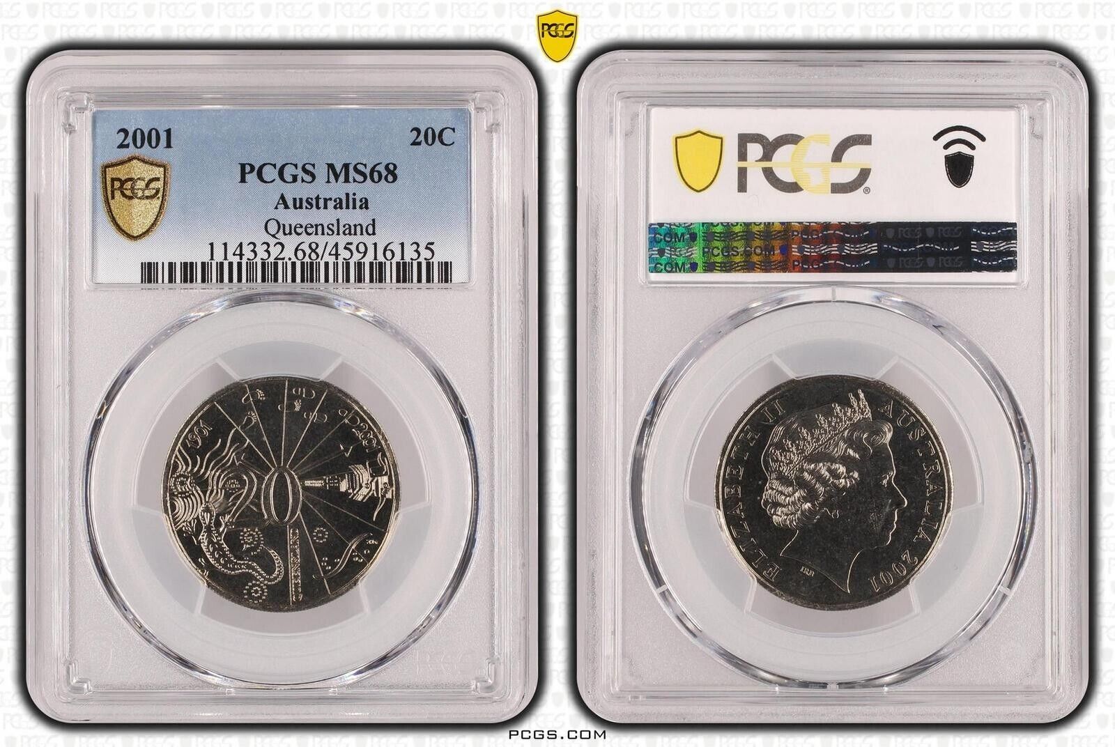 2001 Twenty Cent 20c Queensland Australia PCGS MS68 FDC GEM UNC #3622