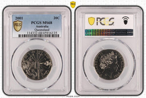 2001 Twenty Cent 20c Queensland Australia PCGS MS68 FDC GEM UNC #3622