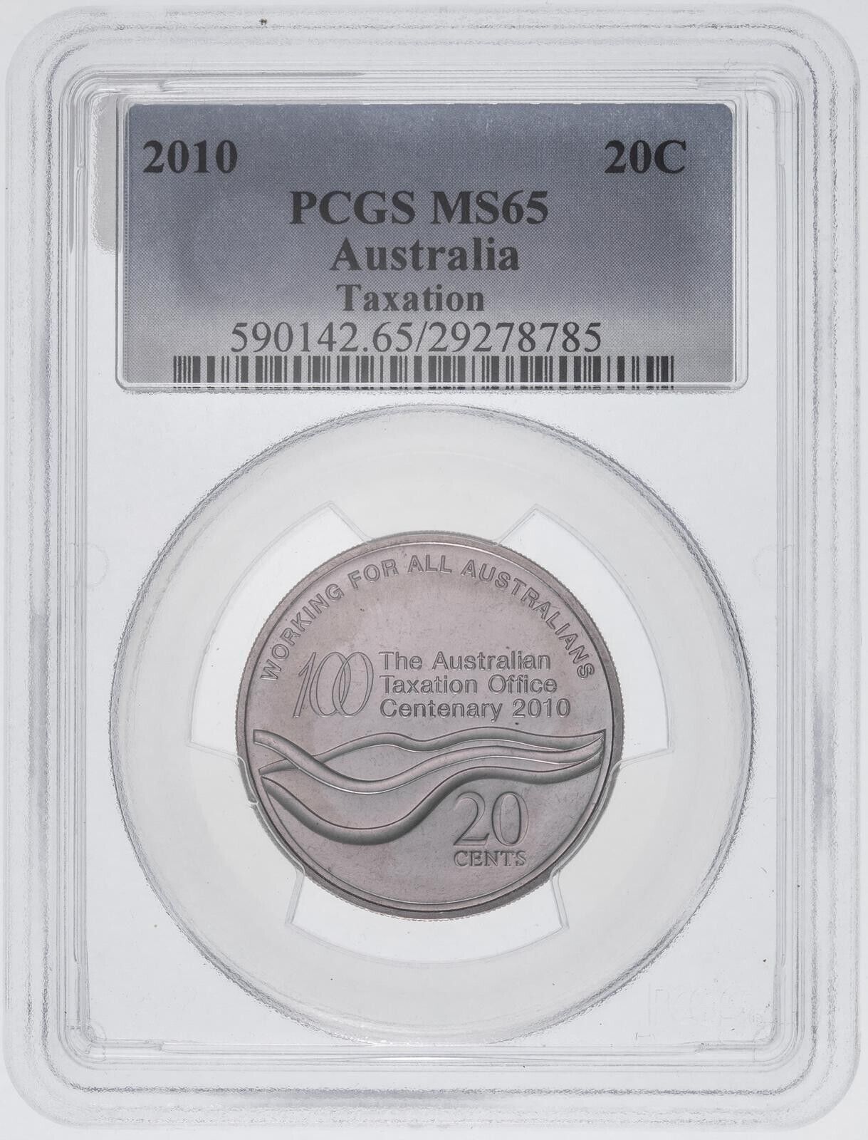 2010 Twenty Cent 20c Taxation Office Australia PCGS MS65 GEM UNC #3628
