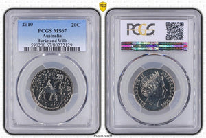 2010 Twenty Cent 20c Burke And Wills Australia PCGS MS67 FDC GEM UNC #3631