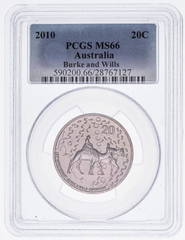 2010 Twenty Cent 20c Burke And Wills Australia PCGS MS66 GEM UNC #3629