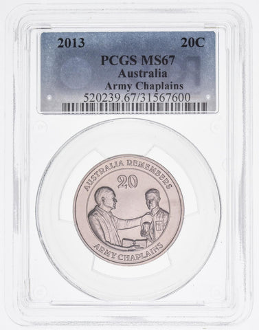 2013 Twenty Cent 20c Army Chaplains Australia PCGS MS67 FDC GEM UNC #3638